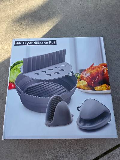 Siliconen airfryer mand met ovenwanten