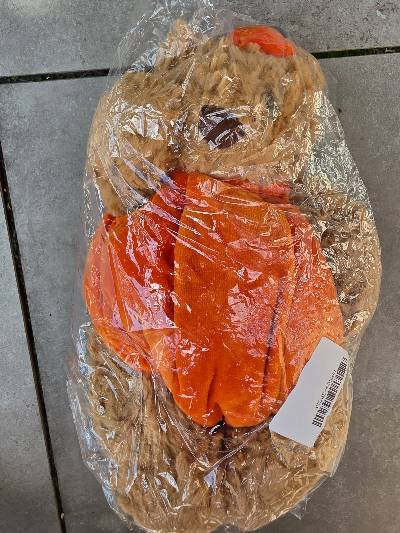 Bruine knuffelbeer met oranje shirt